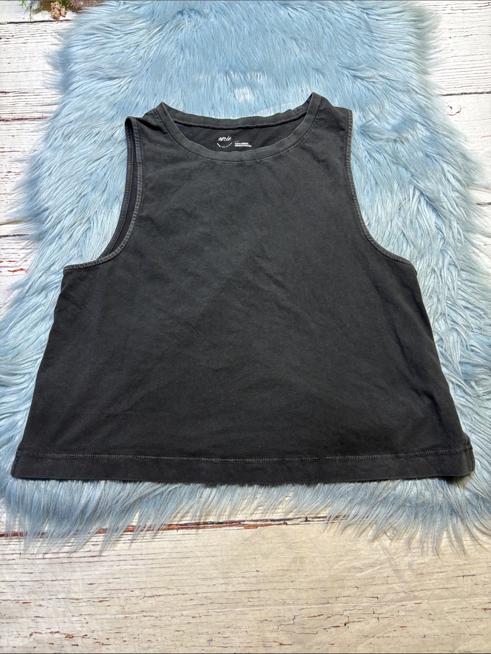 Aerie Black Washed Out Sleeveless Cropped Tank sz S